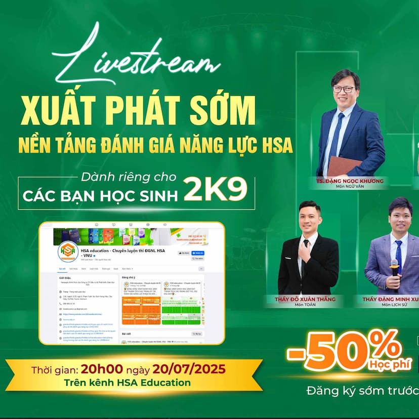 2K9.NT01 KHÓA ÔN XUẤT PHÁT SỚM NỀN TẢNG LỚP 11 VÀ LỚP 12 KỲ THI ĐÁNH GIÁ NĂNG LỰC ĐHQG HÀ NỘI